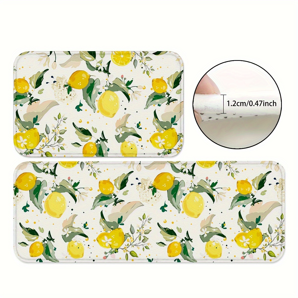 

1/2pcs, Lemon Kitchen Rugs, Non Slip Washable Thicken Kitchen Mat, Kitchen Carpet Rugs For Kitchen Floor, Kitchen Mats For Floor Kitchen Rugs Non Slip Kitchen Runner Rug, Home Decor, Room Decor