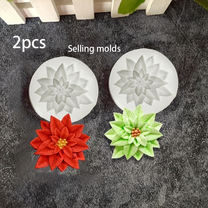 E-shop 2 Stück Weihnachtsrote Stern-Silikonformen, DIY Stechpalmenblatt-Harzwerkzeuge, Aromatherapie-Kerzen-Gipsdekoration – für Geschenke zu