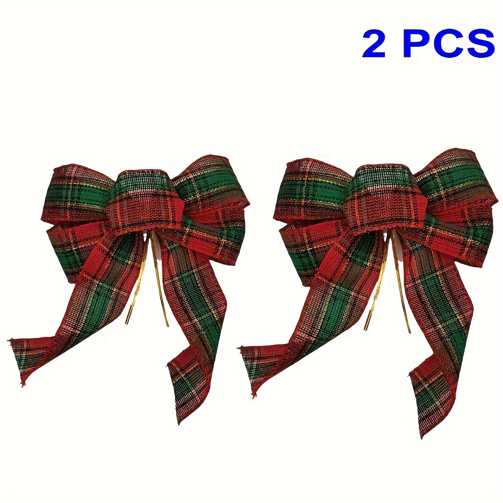 2pcs 8" Red & Christmas Bows - For Wreaths, & Decor | / Use