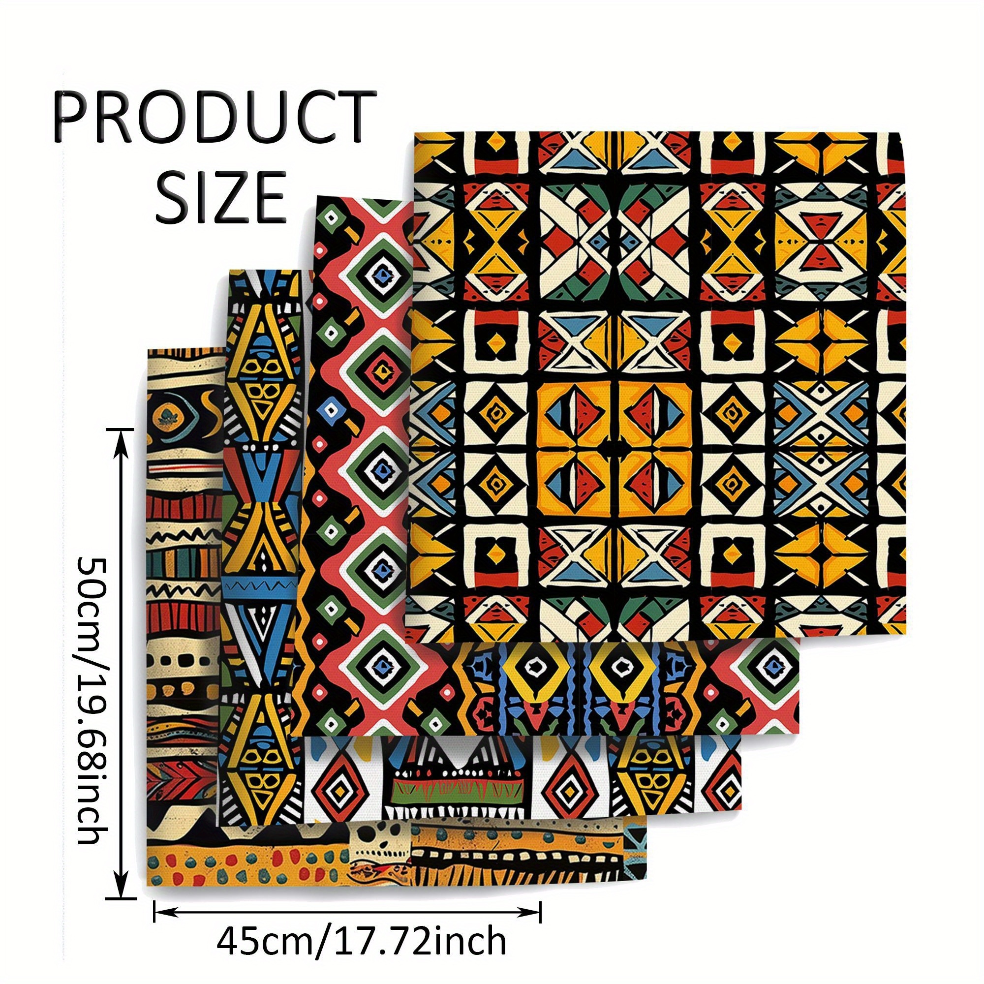 TEMU 4pcs/set African Geometric Patterns Fabric Packs 17.7 X 19.7in/ 7.87 X 7.87in Polyester , Suitable For Quilting, Crafts, Quilting And Sewing
