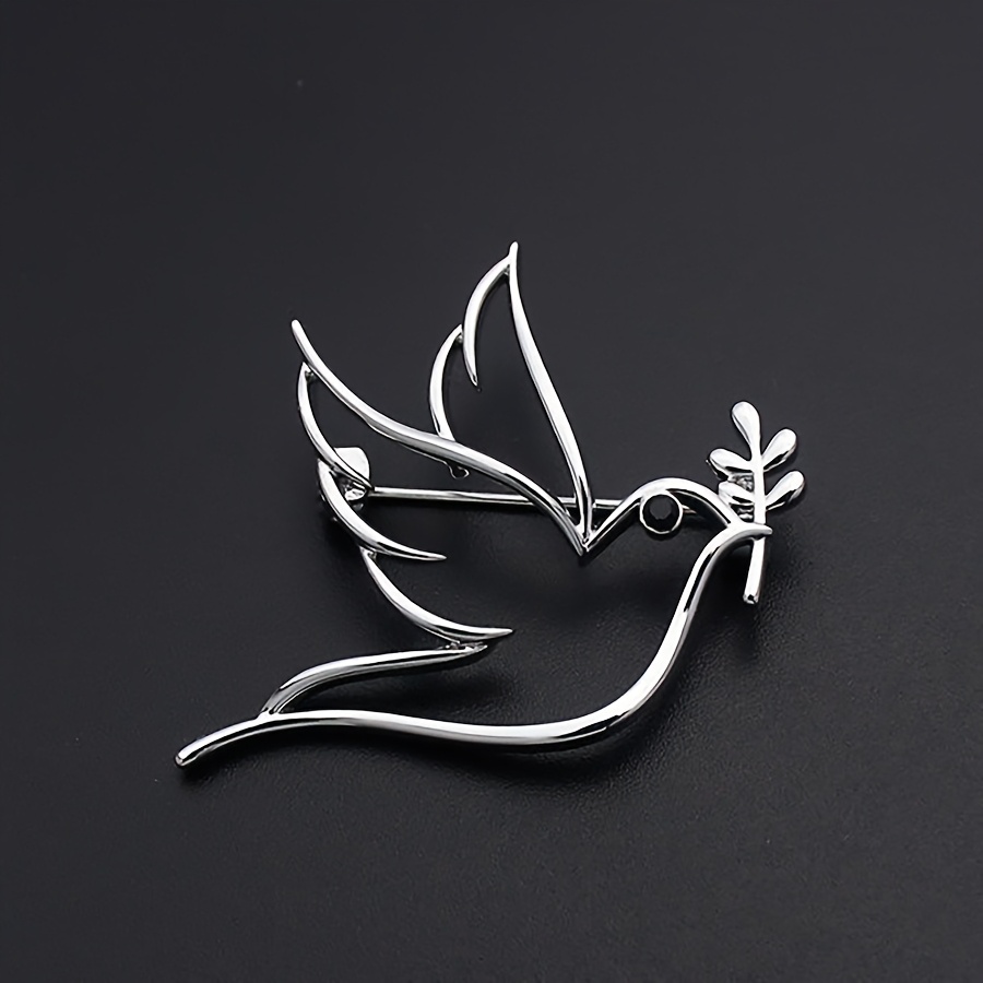 TEMU Broche minimalista de paz con pájaro , 1 pieza, prendedor de solapa para traje, ramillete de de diseñador unisex, accesorio de ropa versátil