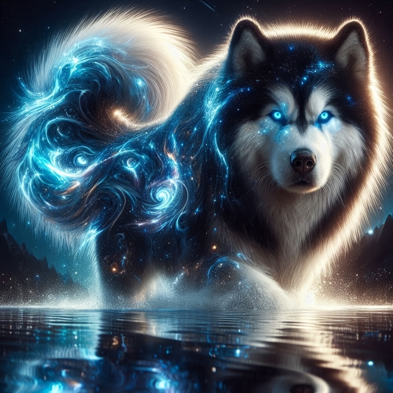 

Glowing Husky 5d Diy Diamond Painting Kit, Drill Canvas Art For Decor, 19.7x19.7in