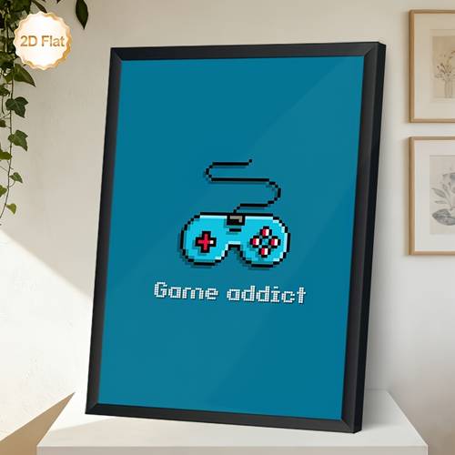 2d flat 1pc framed pixel game controller wall art bit pixel art canvas painting with frame gamer room decor for living room bedroom office ideal lovers 2d flat