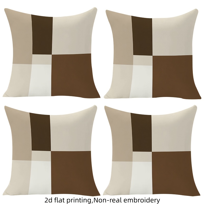 TEMU 2d Flat - 2d 4pcs Nordic Throw Pillow Covers, , Single-sided Print, Polyester, No Pillow Insert, For Bed Chair Outdoor, Festival Decoration