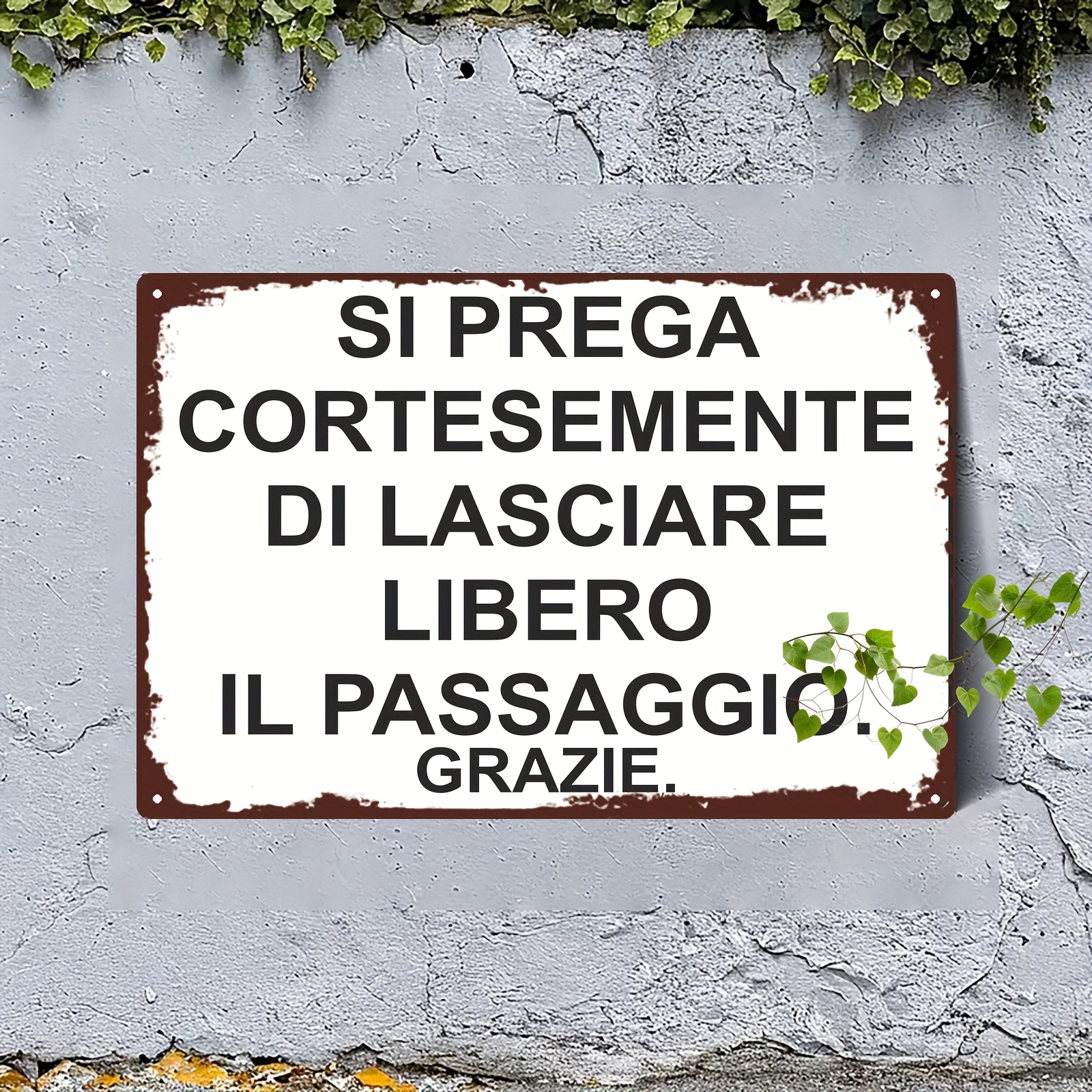 TEMU 2d Flat - 1pc 2d Metal Iron Sign Cartello Segnaletico Please Keep The Passage Clear. Features Extra Strong Adhesive, Panel, Size 20x31 Cm (20*30