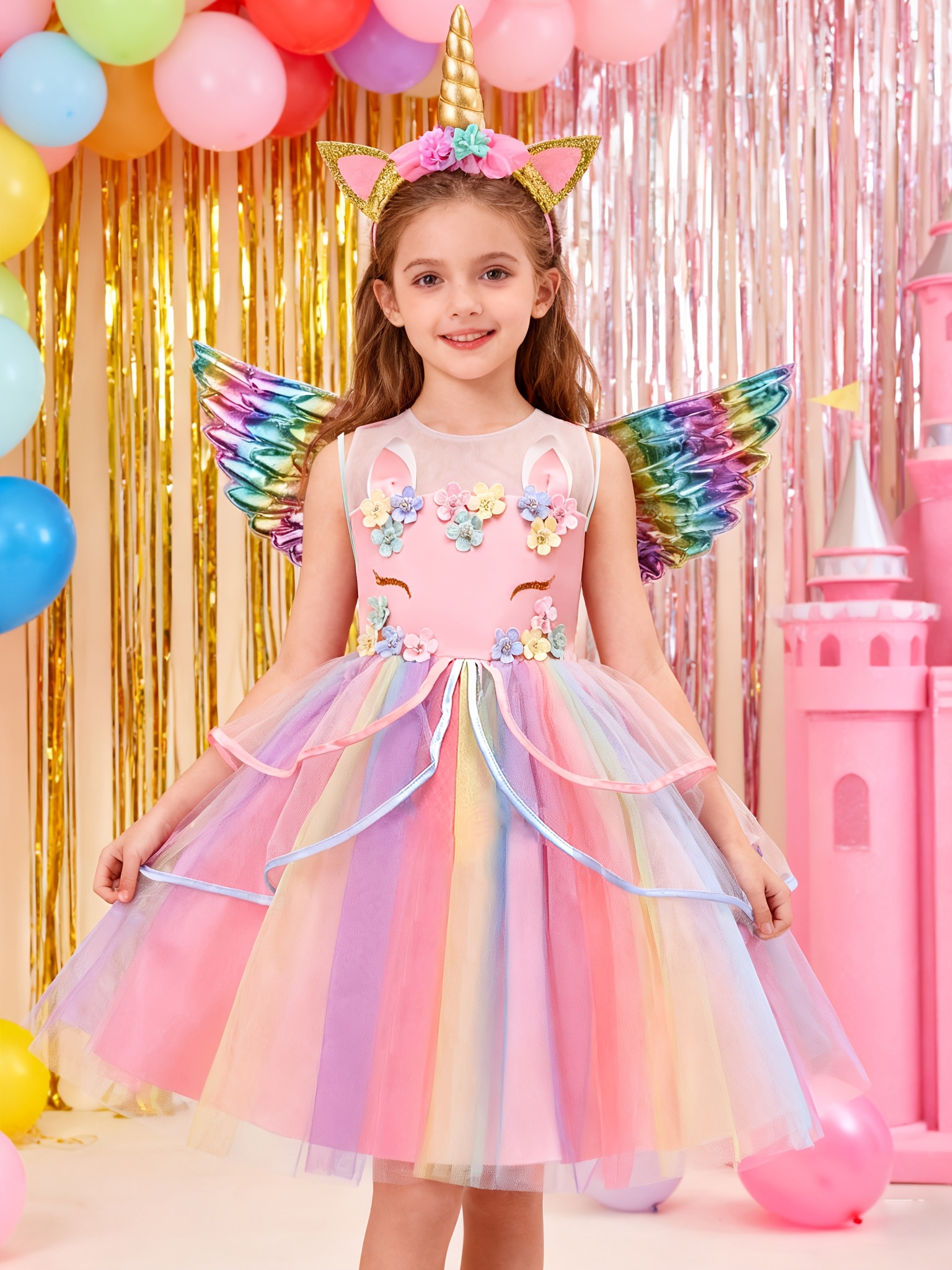 girls unicorn princess dress cute floral dress outfit - Temu Mauritius
