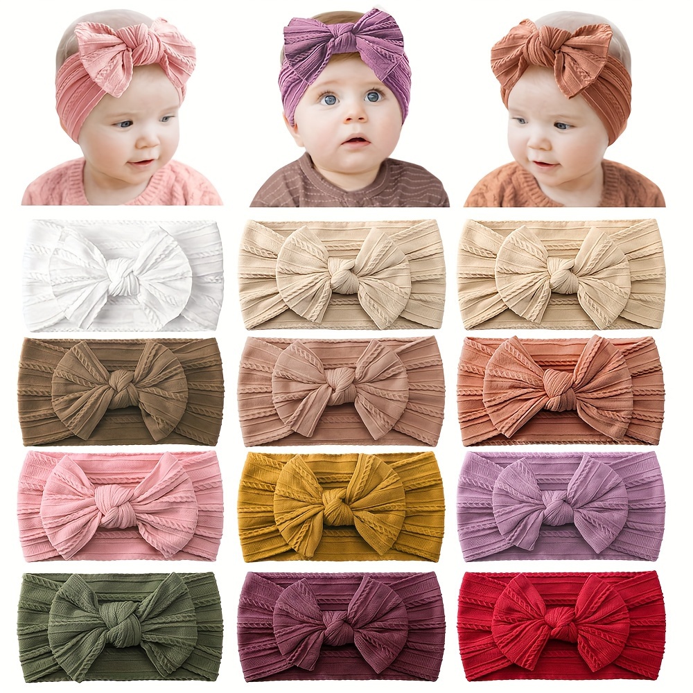 

12pcs Bow Headbands For - , Stretchy &