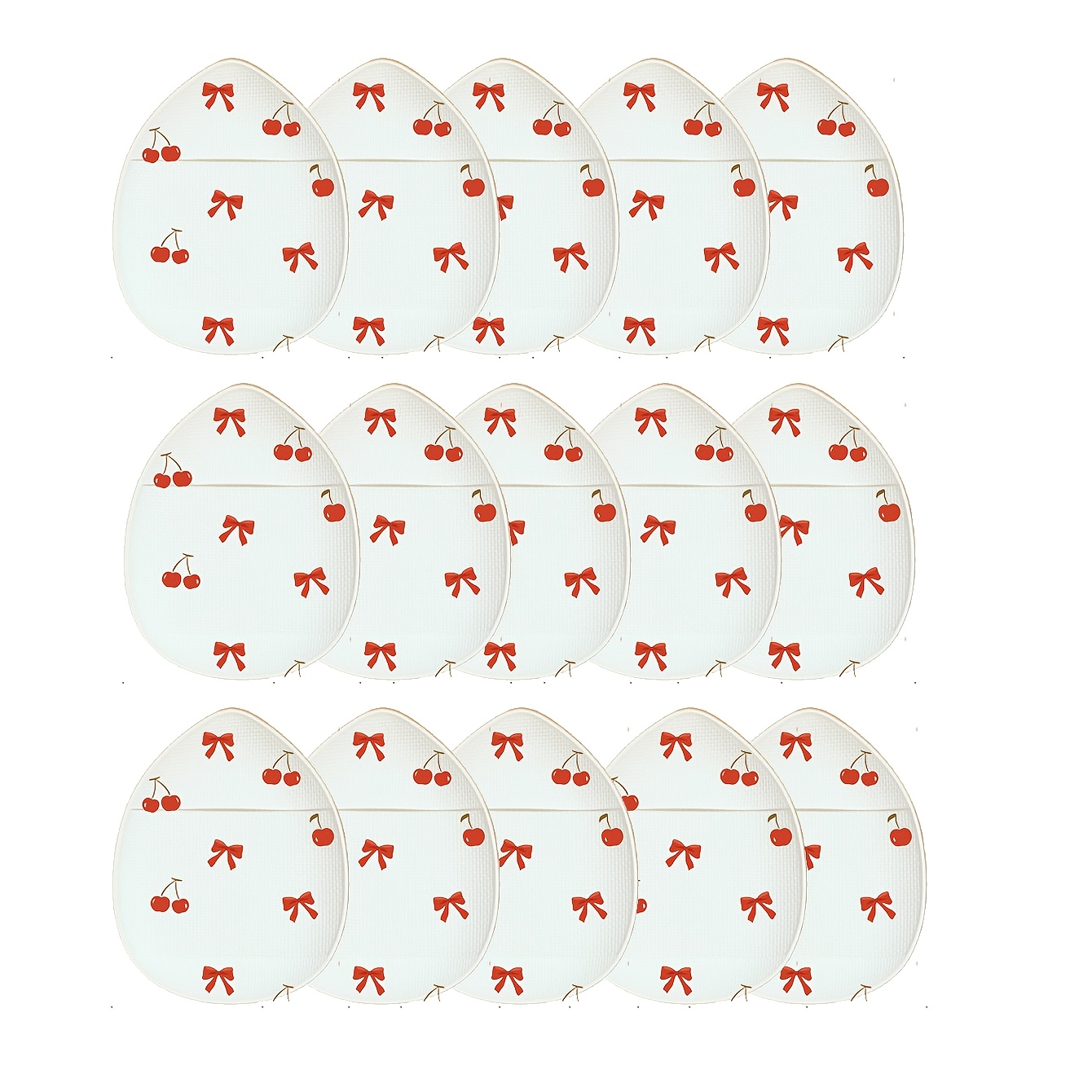 TEMU Mini Triangle Makeup Sponges In Sizes 5, 10, 15, And 30, Featuring A Cherry And , Made From Waterproof Pu Material, Ideal For Foundation And