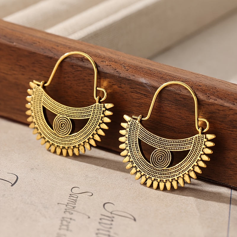 Image of Hoop Earrings, Golden Color Hoop Earrings, Statement Earrings, Half Moon Earrings, Jewelry, Gift For Her
