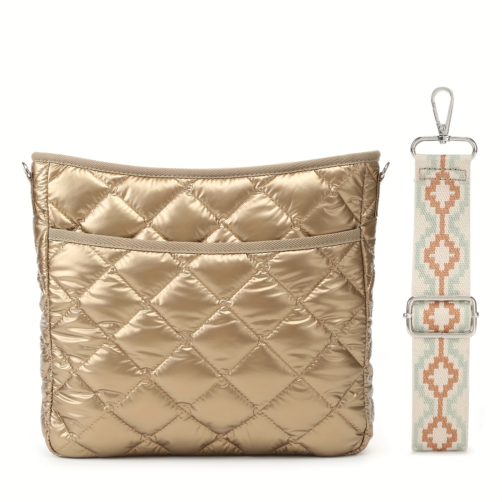 TEMU Lychii Quilted Crossbody Bag, Puffer Shoulder Bag, Tote Bag With Zipper, Fashion Quilted Ladies Handbag