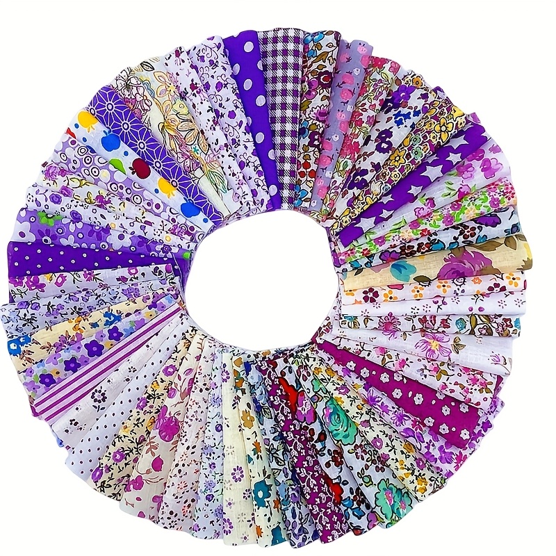 TEMU 50pcs Of 10*10cm/3.9*3.9in Original , No Reselling Allowed, Creative , Very Cute Wrapping Fabric, Various Floral Materials, Home Creative Fabric