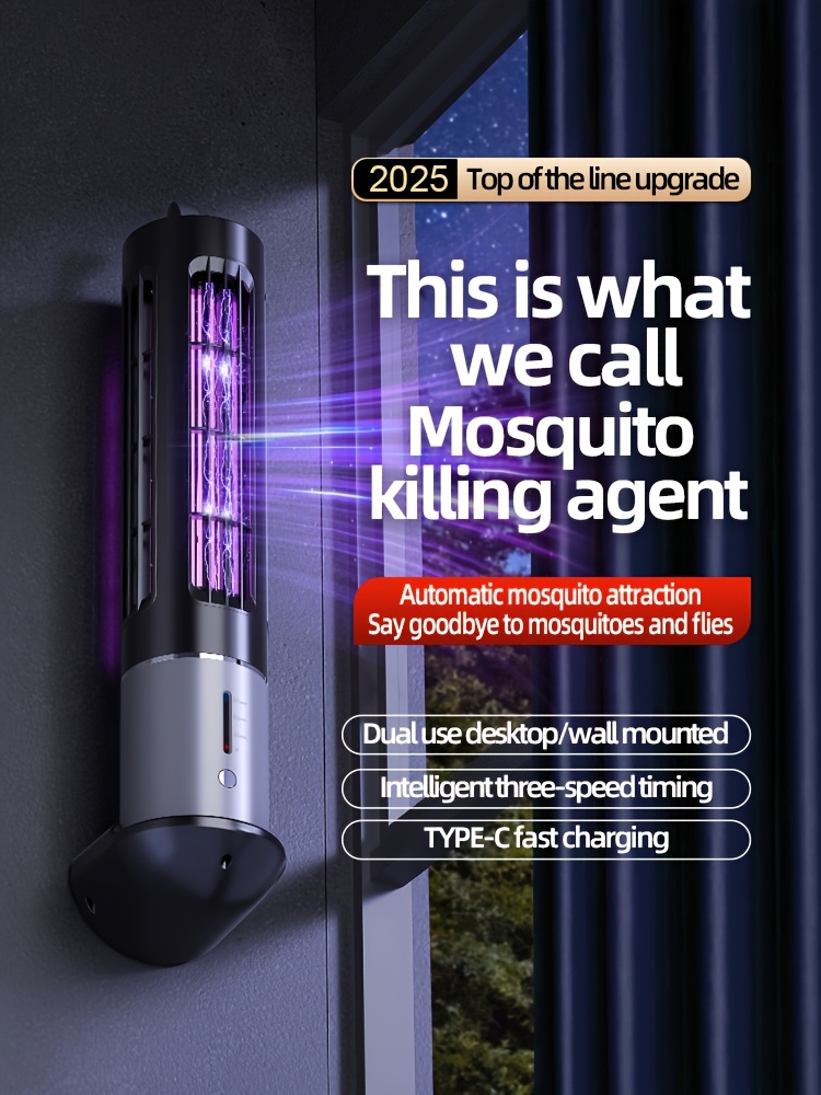 Mosquito Lamp, Insect Repeller, Rechargeable, 3-Level Timer