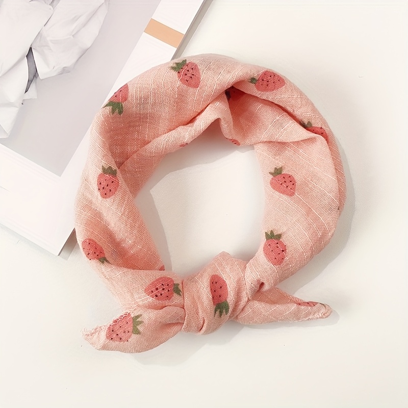 1pc A Lightweight And Breathable Summer Scarf For Pets, Designed For Cats And Dogs. Soft, Comfortable, And Adjustable. In Cherry, Strawberry, Carrot, And Flower Designs, With Colors Like Pink, Yellow