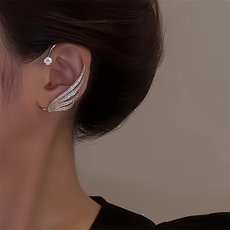 Fashion Rhinestone Light Angel Wing Ear Hook No Piercing Ear Clip