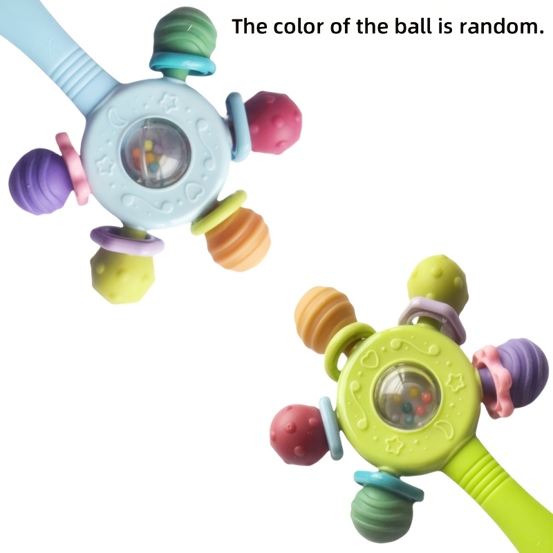 Baby Grip Strength Trainer Toy with Rattle - Fine Motor Skills Development, Non-Toxic Infant Learning Toy with Easy-Grip Stick for Toddlers, Babies - Random Pastel Colors (Green, Pink, Purple,) - Ideal Birthday or Holiday Gift for Boys & Girls, Baby Gym Play Mat, Toddler Playtime, Playful Design