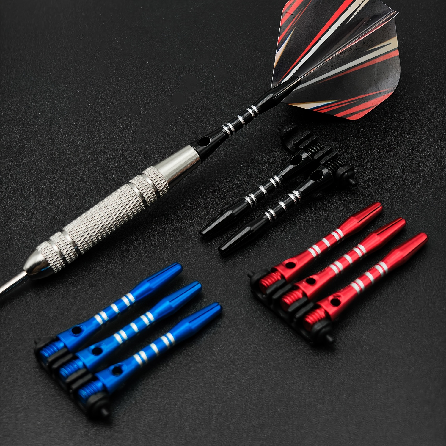 9pcs Colored Carved Aluminum 2BA Dart Shafts
