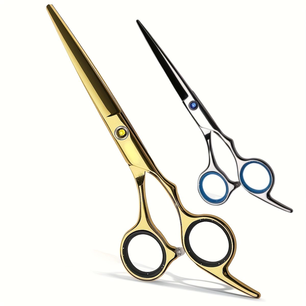 

Golden And Silvery Professional Barber 6.5 Inch Hairdressing Regular Scissor Salon Hair Cutting Shear Japanese Stainless Steel With Detachable Finger Inserts