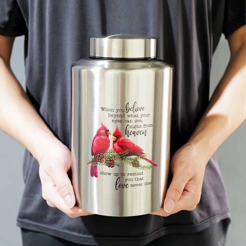 large stainless steel urn for adult ashes to 220 lbs decorative with velvet pouch screw lid seal ring for secure storage memorial keepsake elegant text design velvet pouch included