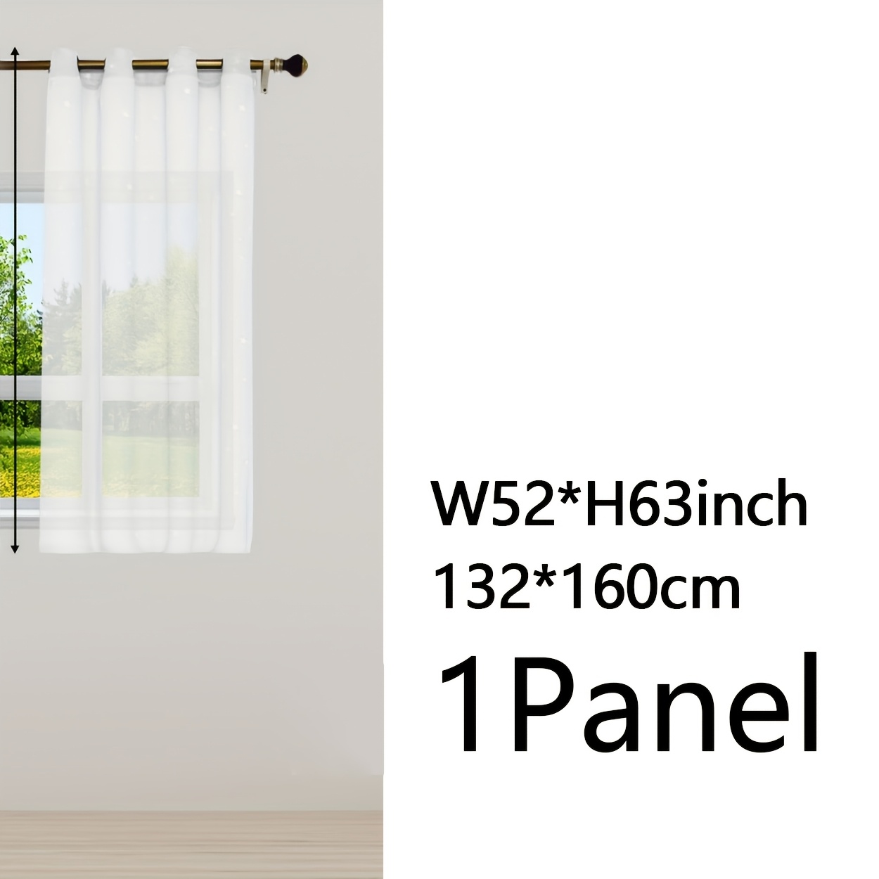 Nordic Pastoral Style Night Light Sheer Curtain For Living Room And Bedroom, , 1pc