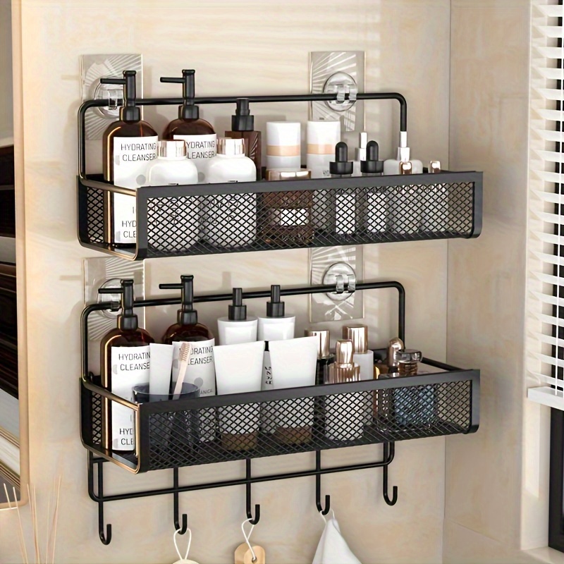 

Easy-install Metal Bathroom Shelf - No Drilling Required, Wall-mounted Towel & Accessory Organizer, Bathroom Organizers And Storage