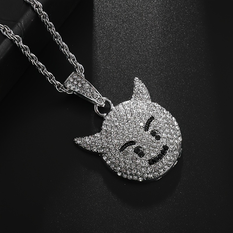 Exquisite Inlaid Cubic Zirconia Little Devil Pendant Necklace, Unisex