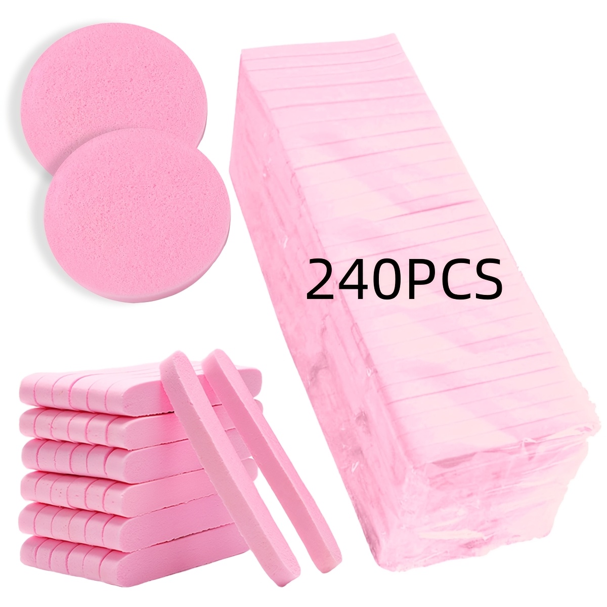 TEMU Éponges faciales - 240 pièces - Éponges faciales compressées pour laver , éponges pour les masques exfoliants et le retrait du Cosmétique.