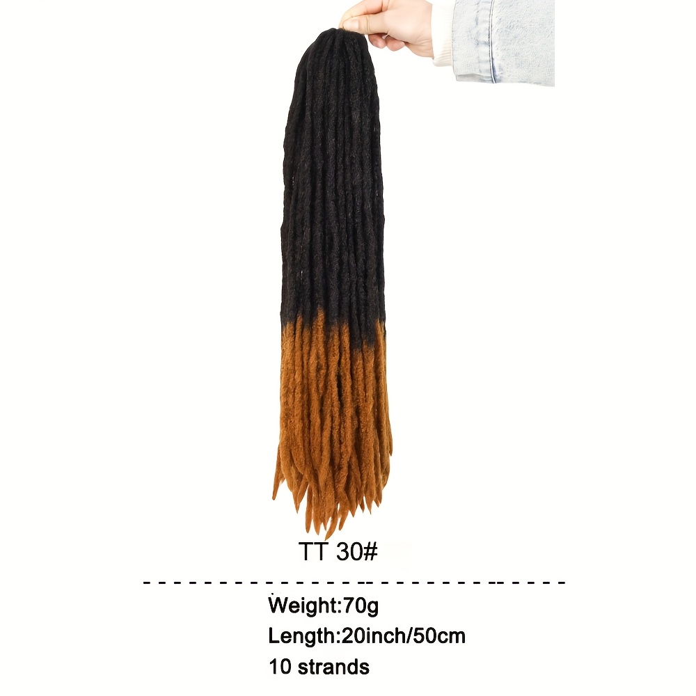 TEMU Extensions de cheveux crochetées 20 pouces 70G/Pcs, synthétiques, droites, boucles tressées, Pro Dreadlocks, faux micro-sœurs, extensions de