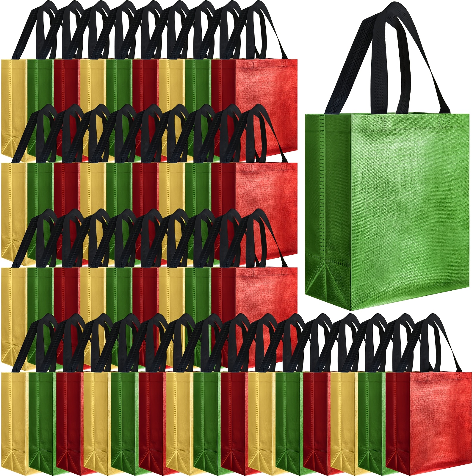 TEMU Gift For Her/him 80pcs Bulk Reusable Glossy Plastic Gift Bags With Sturdy Black Handles - Elegant Suitable For Wedding, Bachelorette Party,