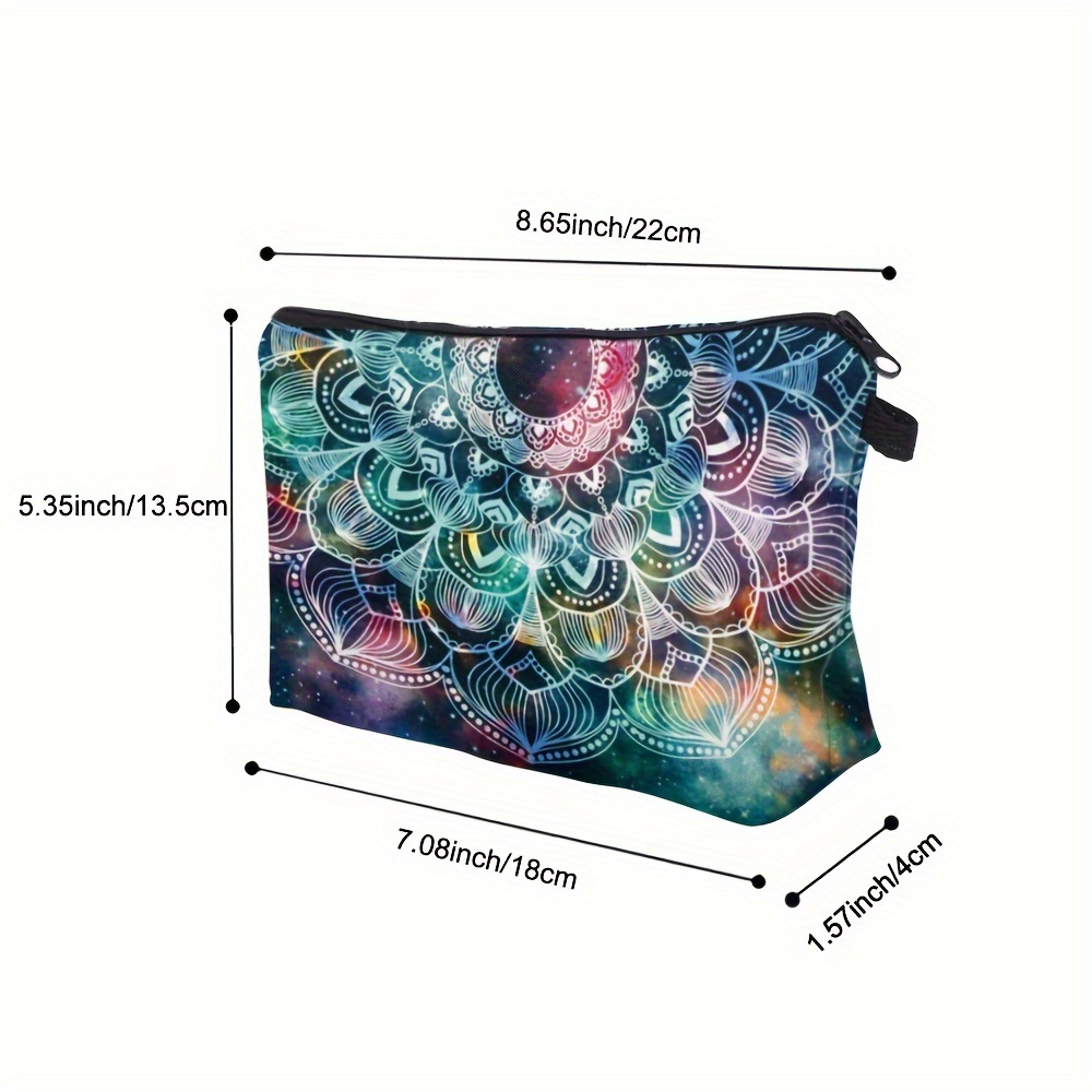 3D Galaxy Mandalora Makeup Pouch - Vibrant Cosmic Pattern Polyester Cosmetic Bag with Zipper, Portable Organizer for Travel & Gifts, Ideal for Holidays, Travel Organizer|Vibrant Cosmic Design|Zippered Pouch, Makeup Pouches