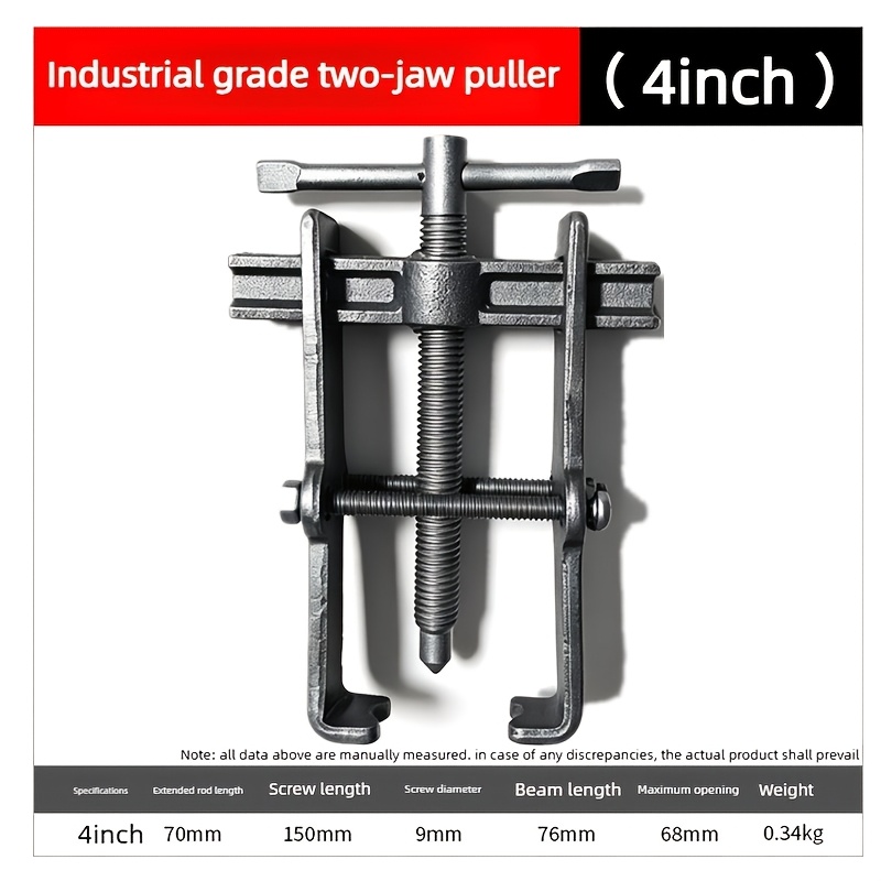 TEMU Bearing Puller Remover, Two-jaw Bearing Puller, Disassembly Tool, Wheel Puller, Bearing Two-jaw Puller Hand Tool, Automotive Repair Tool, Black.