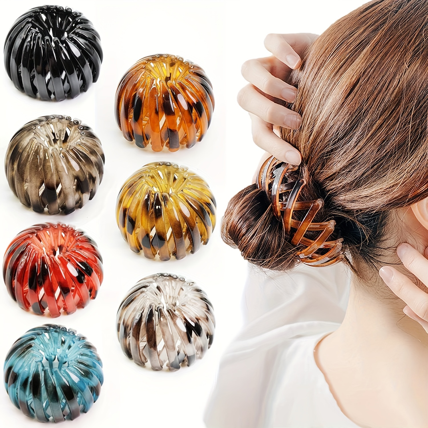 

7pcs Solid Color Bird Nest Magic Hair Clips Hair Bun Makers Frosted Hair Styling Accessories For Women And Daily Use