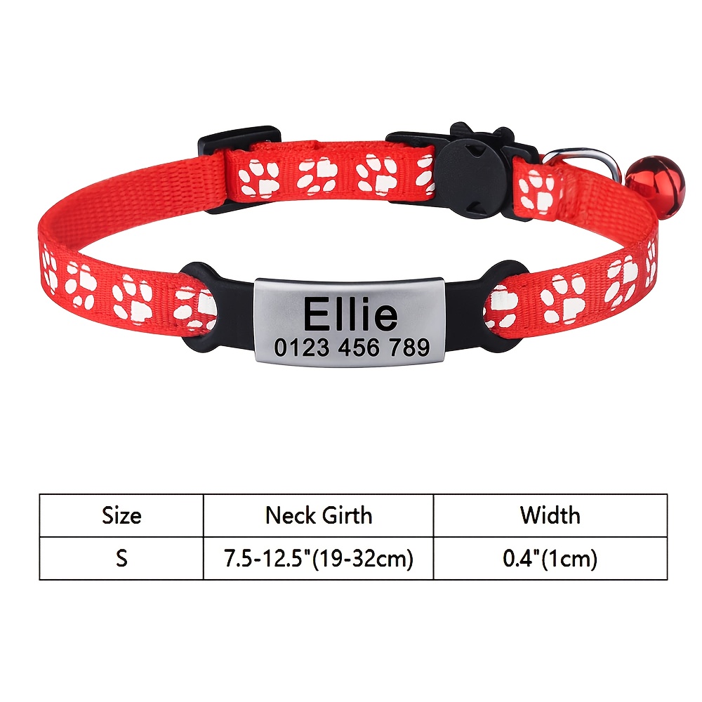 TEMU 1pc Customizable Name Phone Personalized Cat Collar Adjustable Pet Supplies Small Dog Kitten Safety Accessory Detachable Tag Small Necklace