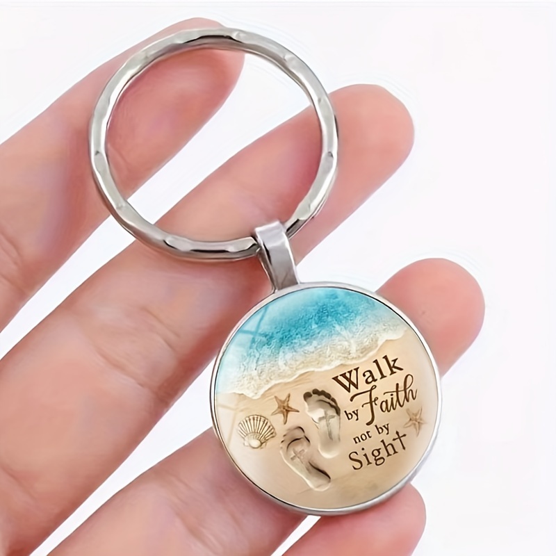 2d Flat - 1pc, 2d Time Gem Key Chain With The Inspirational Of " Not By Sigh", Is Suitable For Everyday Use, Party Gifting