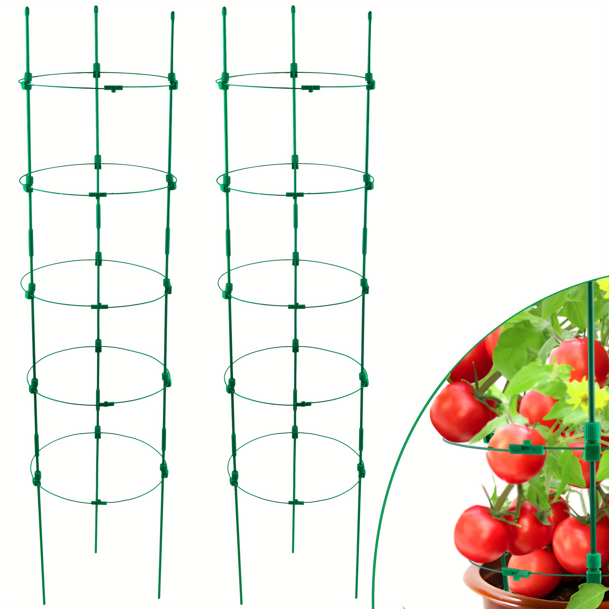 

Upgrade Tomato Cage For Garden, 53 Inches 2 Pack Adjustable Tall Tomato Plant Support Cages, Tomato Stakes Garden Trellis For Vegetables, Climbing Plants, Cucumber, Flowers, Fruit