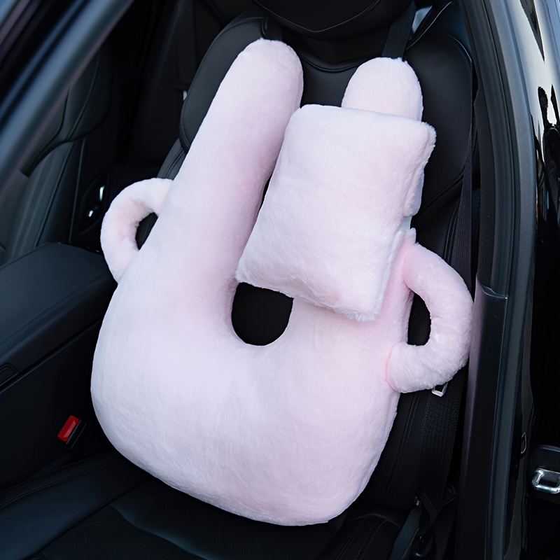 Plush U-Shaped Travel Pillow for Car Seats Multifunctional Cushion with  Neck and Waist Support, Soft Polyester, Removable Cover, Lightweight Ideal