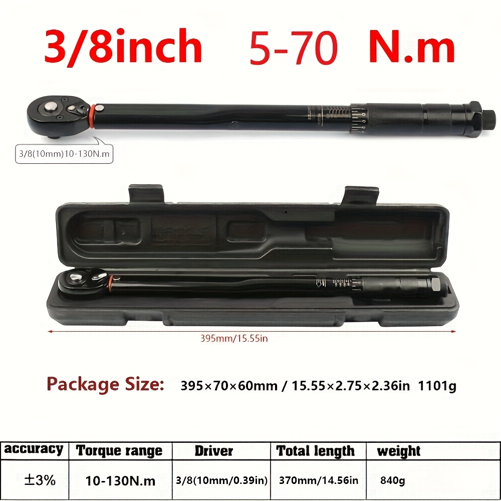 TEMU 3-230n.m Torque Wrench 1/2'' 3/8'' 1/4'' Square Drive Bicycle Torques -way Ratchet Car Bike Automotive Hand Tools