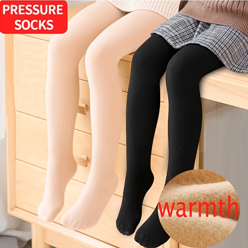 Kids Girls Fleece Lined Thermal Tights Pack Of 3 Cosy Winter Stretchy Tights EBa