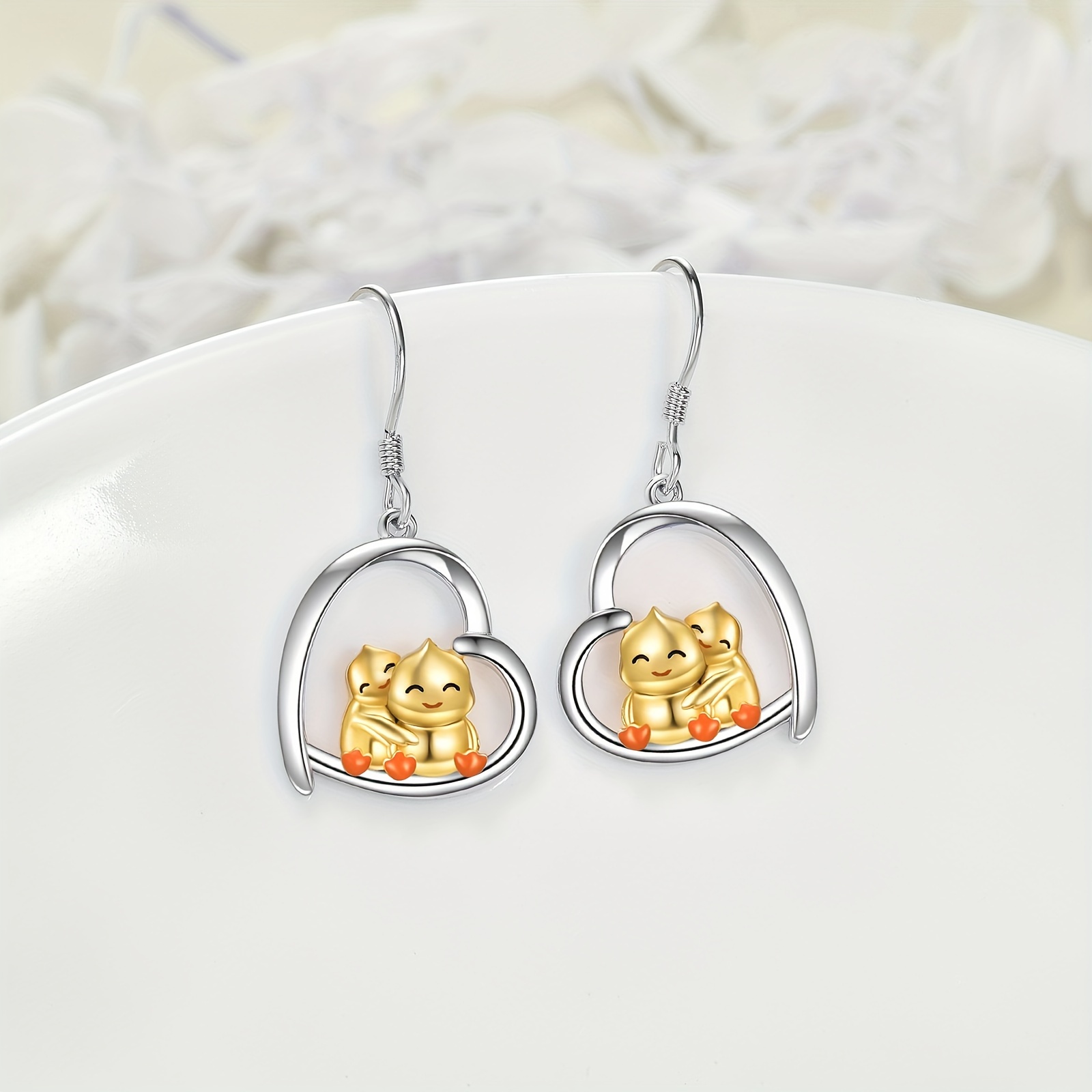 Women's 925 Sterling Silver Duck Earrings