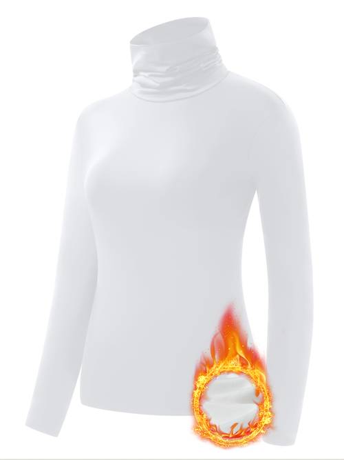 womens warm long sleeve turtleneck top basic thermal comfortable layering shirt solid color loungewear warm clothing
