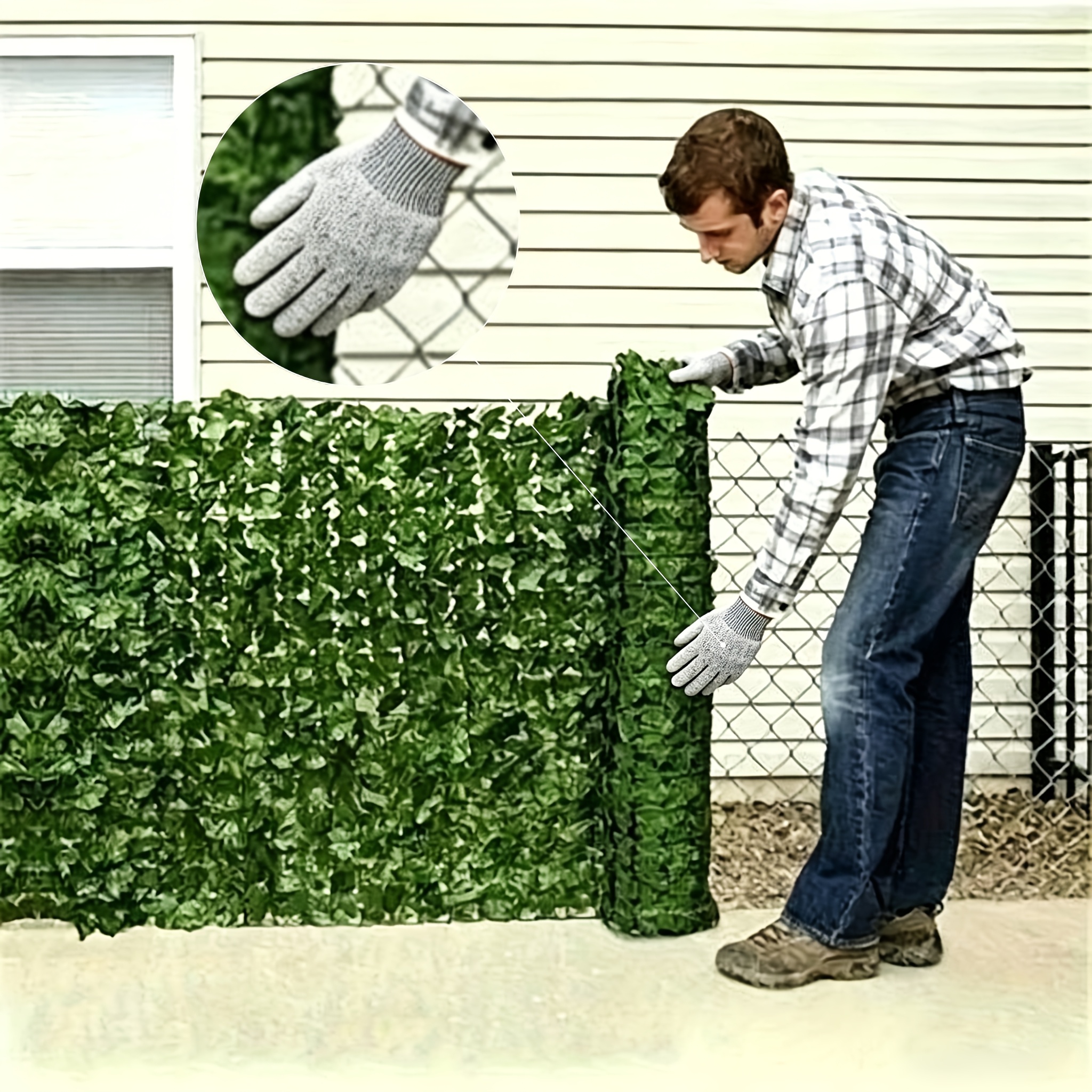 119 X 40 Inch Artificial Ivy for privacy Screen Realistic Faux Greenery Wall Panel For Outdoor Home Garden And Patio Decor Perfect For Privacy And Aesthetic Enhancement Including Work Gloves