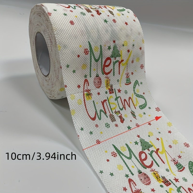 Image of Creative Colored Christmas Printed Toilet Paper Roll, A Festive Gift Made From For