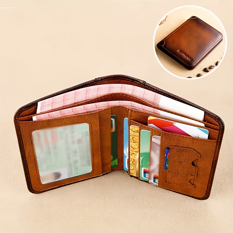 

1pc Men's Compact Bifold Wallet, Genuine Leather Rfid Blocking, Multifunction Premium Purse, With Multi-card Slots Card Holder, Multiple Colors , As A Father's Day Gift And A Holiday Gift