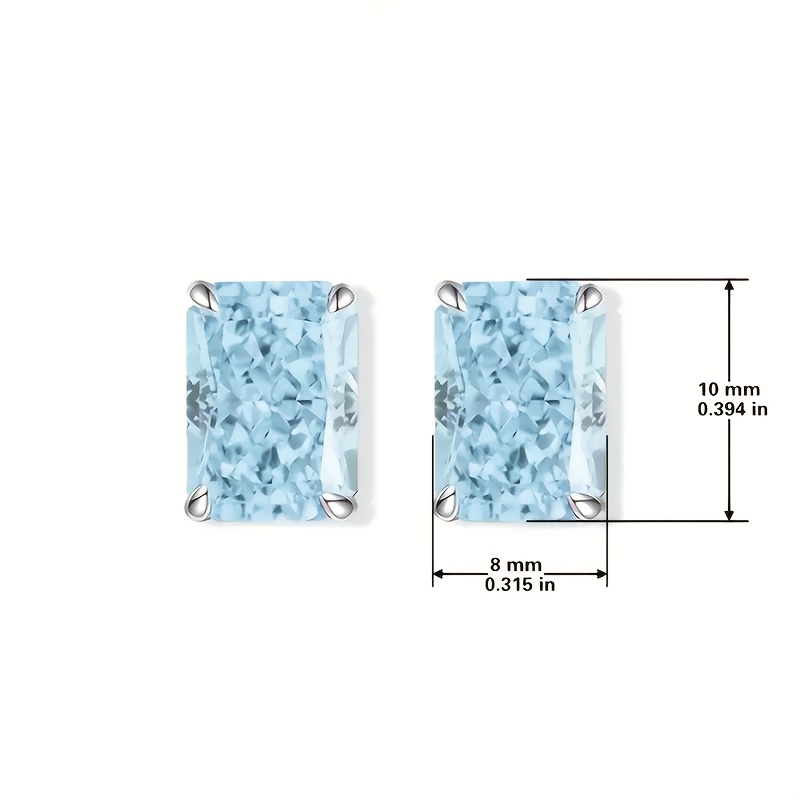 TEMU 7ct Crushed Ice Blue Earring With Velvet Pouch, Silver Polishing Cloth, Backs, Handcrafted S925 Sterling Silver, 5a Synthetic Cubic Synthetic