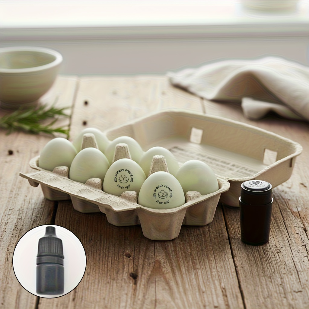 TEMU Personalized Egg Stamp - Custom Chicken & Duck Egg Stamp With Name/number/logo, Chemical-based Ink For Egg Cartons, Farms, Poultry Co-ops -