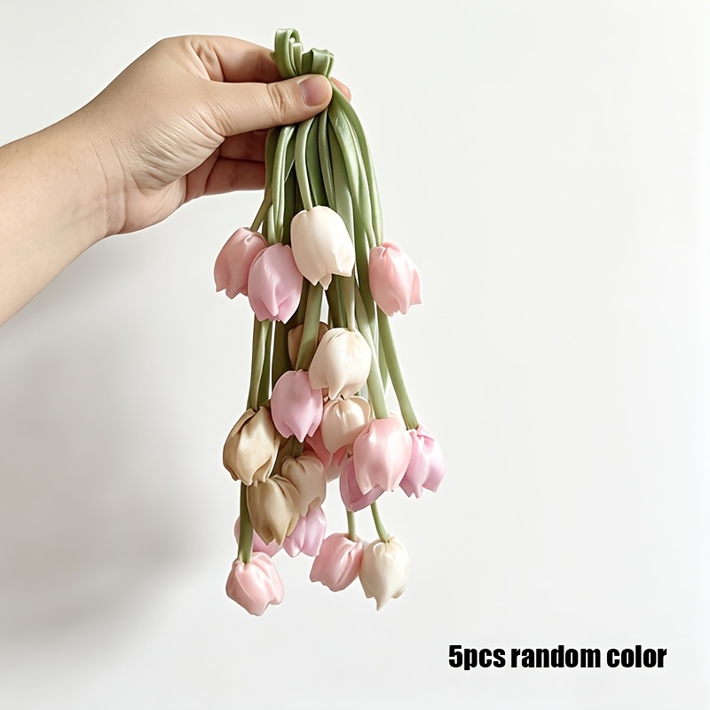 TEMU 5pcs/9pcs Vintage Fabric Tulip Curtain Tiebacks, Handmade Three-dimensional Bud Curtain Holdbacks, Living Room Bedroom Soft Furnishing