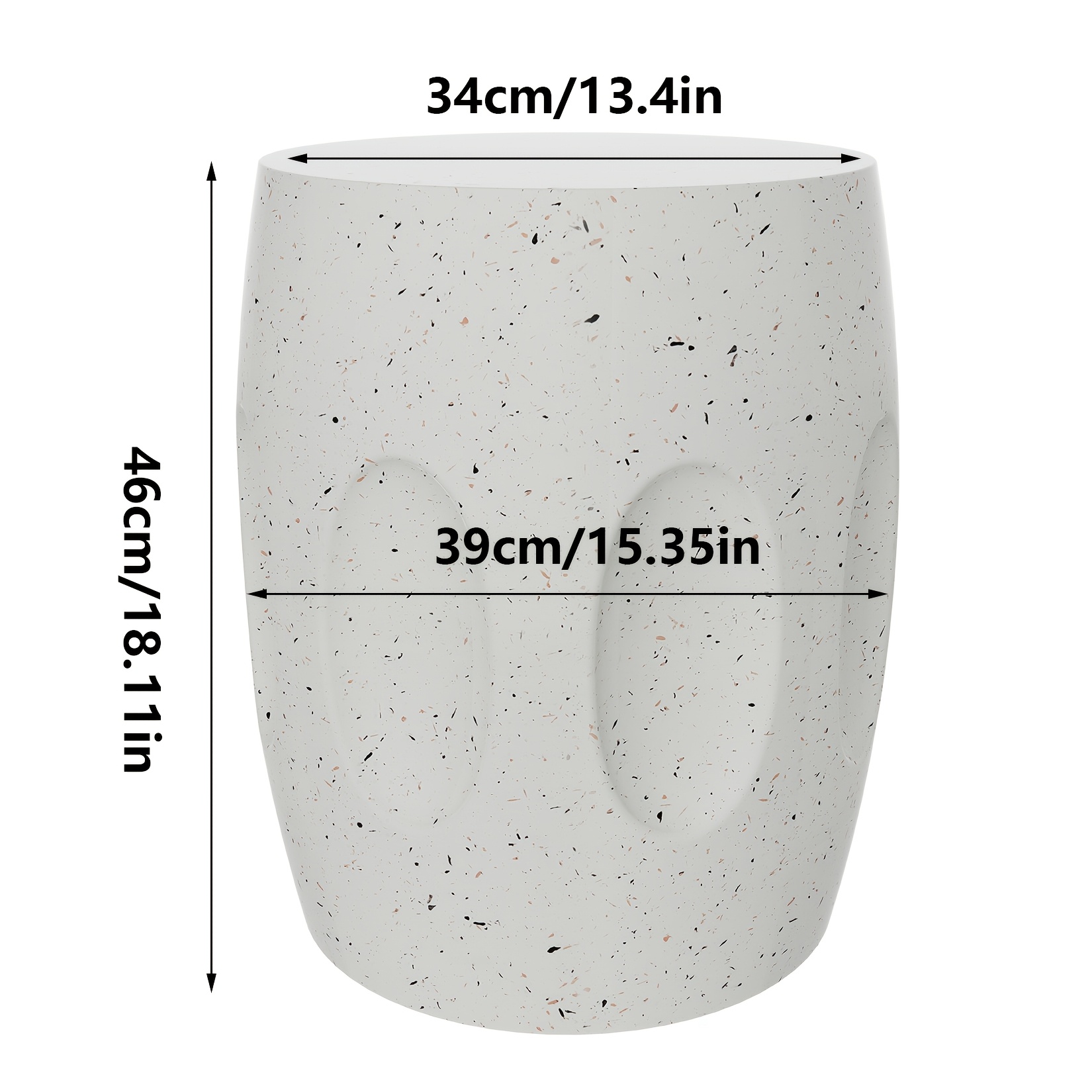 Heavy-Duty Magnesium Oxide Cement Round Outdoor Table - Vintage Cream White Suitable for Garden, Balcony, Patio, Porch, Living Room & Bedroom Accent Table with Polished Cement Top, Space-Saving, Compact Modern Furniture (46x39x39cm)