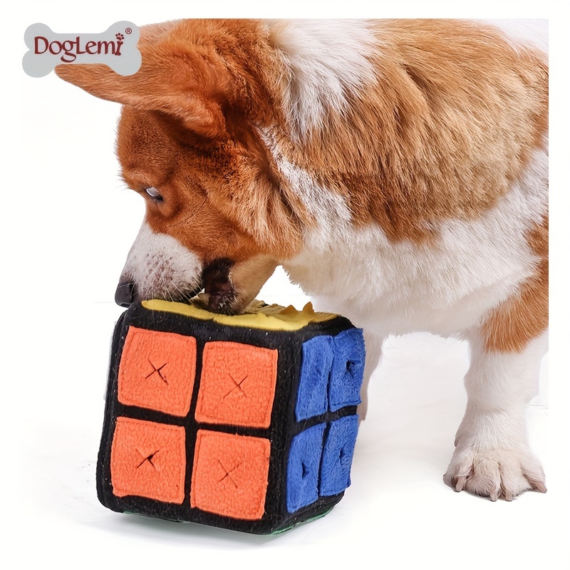 

Interactive Dog Treat Puzzle Toy - Sniffing Magic Cube, Durable Polyester, Teeth Grinding, Chew Cleaning, Food, Pet Brain Stimulation Game, No Battery Required