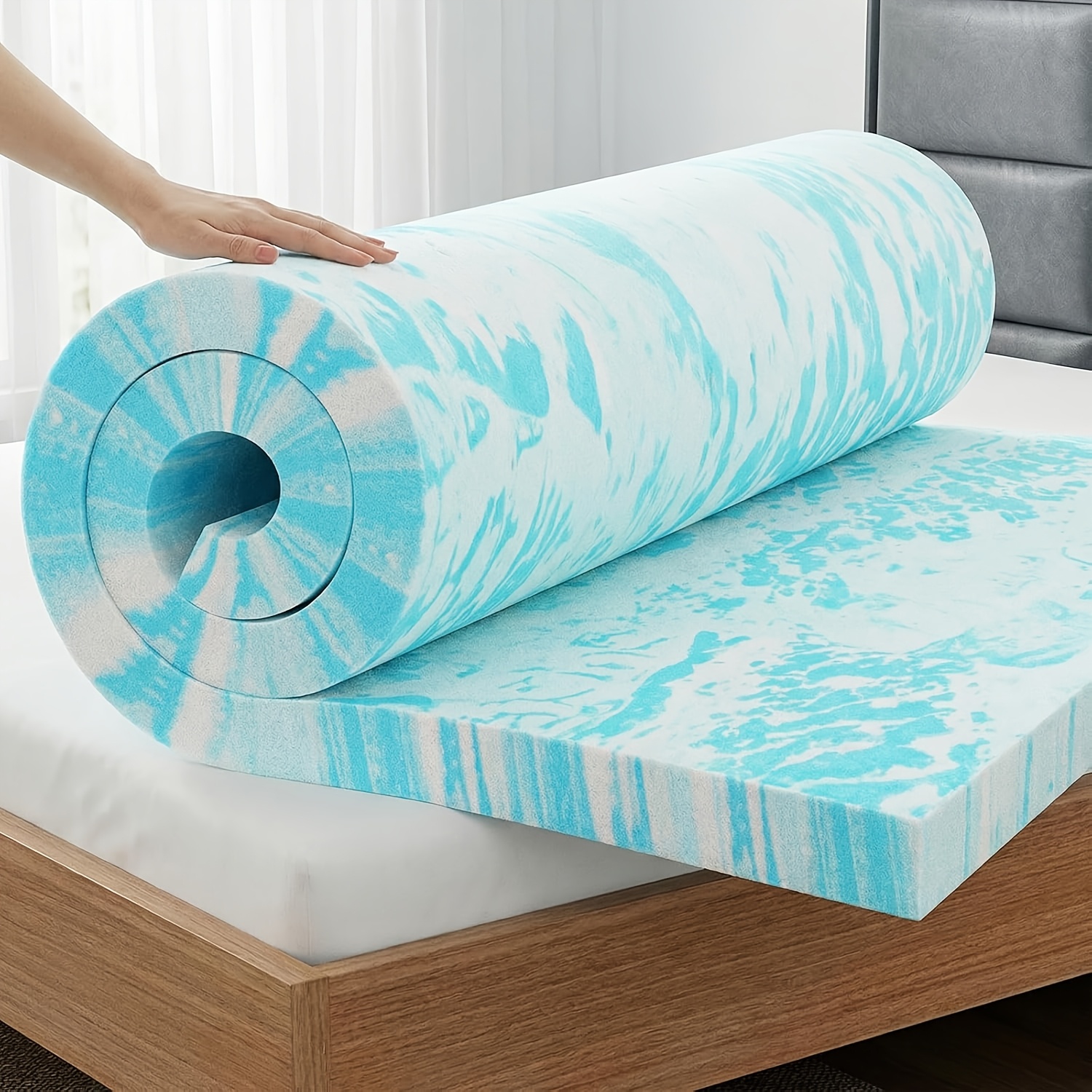 TEMU Surmatelas en mousse à mémoire de à "Cloud" de 5 cm (2 pouces), doux, confortable et respirant, protecteur de matelas, adapté aux chambres,
