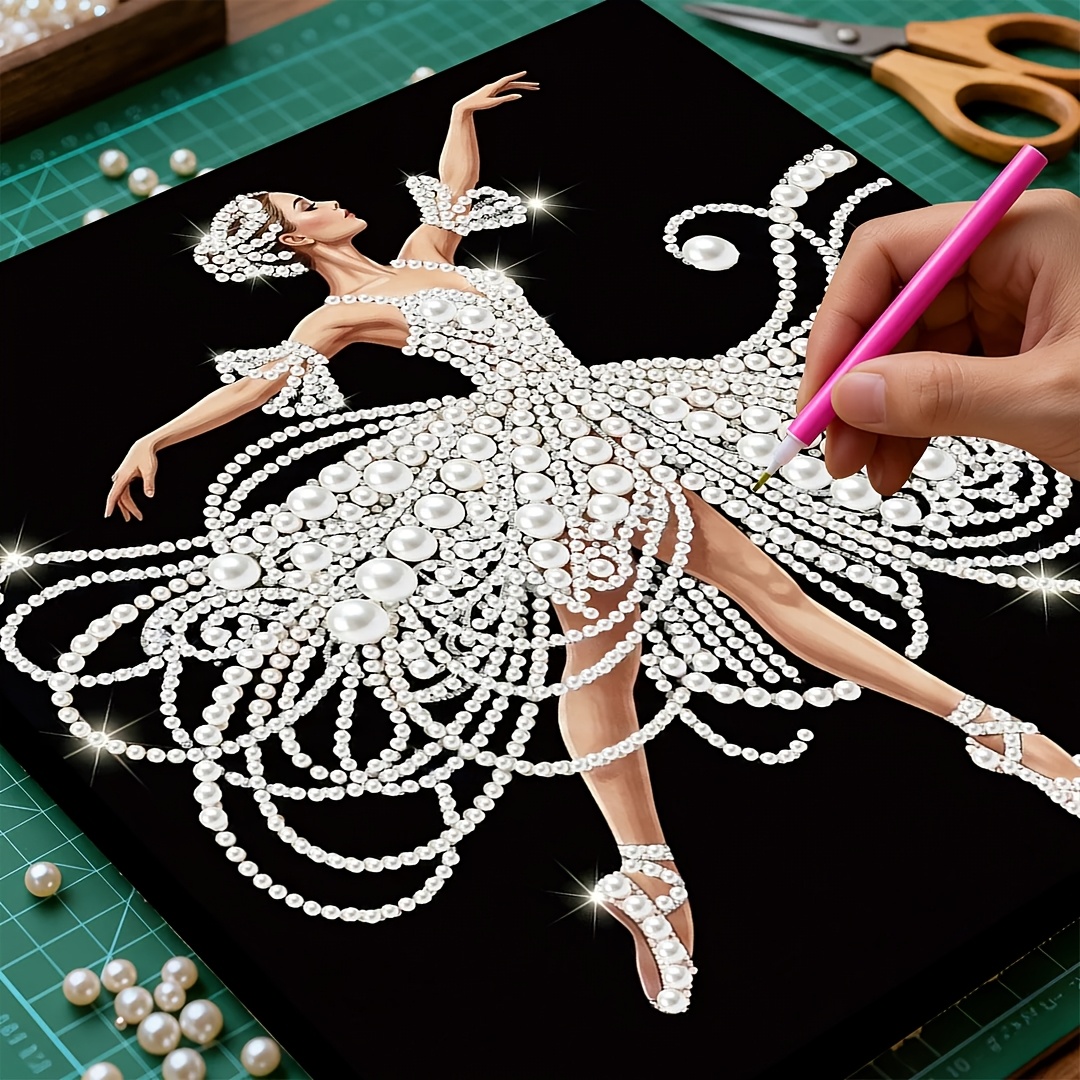 pearl painting kit handmade diy creative ballerina 30x30  8x11 8in complete handmade material set for diamond painting light luxury vintage art decor holiday birthday gift hanging picture for friends living room and room high end