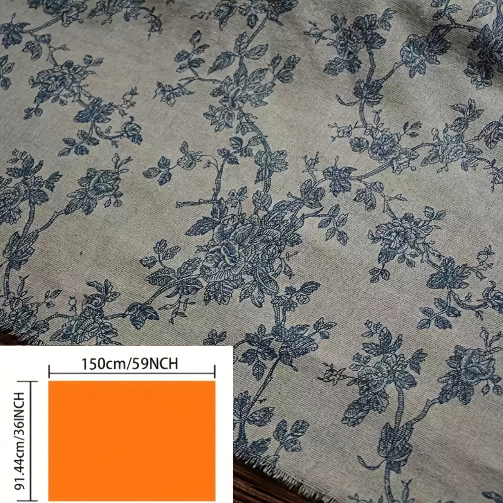 E-shop Vintage Blaues Blumenmuster-Stoff – Ideal für Quilten, DIY-Nähen, Sofa, Vorhang, Tasche und Möbelbezüge